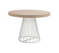 Table à manger extensible 2 à 12 personnes en MDF et acier - Naturel clair et blanc - FIRELA