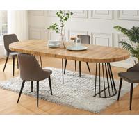 Table à manger extensible 2 à 12 personnes en MDF et acier - Naturel et noir - FIRELA