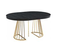 Table à manger extensible 2 à 12 personnes en MDF et acier - Noir et doré - FIRELA