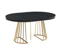 Table à manger extensible 2 à 12 personnes en MDF et acier - Noir et doré - FIRELA