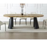 Table à manger extensible 4 à 12 personnes en MDF et métal noir - Naturel clair - JARELIA