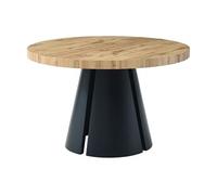 Table à manger extensible 4 à 12 personnes en MDF et métal noir - Naturel clair - JARELIA