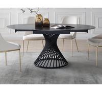 Table à manger extensible 4 à 8 personnes en céramique et métal - Effet marbre noir - CASTINA