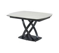 Table à manger extensible 4 à 8 personnes en céramique, verre trempé et acier inoxydable - Effet marbre blanc et Noir - LIOMELI de Maison Céphy