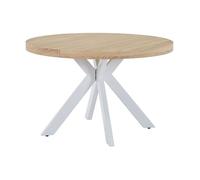 Table à manger extensible 4 à 8 personnes en MDF et acier - Naturel clair et blanc - KOMONI