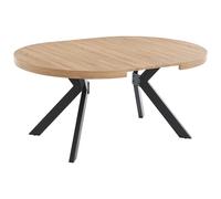 Table à manger extensible 4 à 8 personnes en MDF et acier - Naturel clair et noir - KOMONI