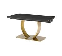 Table à manger extensible 6 à 10 personnes en céramique et métal doré - Effet marbre noir - OLIFIA de Maison Céphy