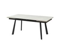 Table à manger extensible 6 à 10 personnes en céramique et métal - Effet marbre blanc et noir - MARVENA