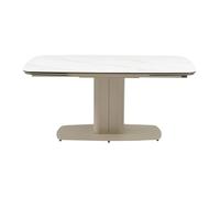 Table à manger extensible 6 à 10 personnes en céramique et métal - Effet marbre blanc et taupe - CARIOULA de