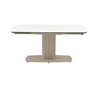 Table à manger extensible 6 à 10 personnes en céramique et métal - Effet marbre blanc et taupe - CARIOULA de