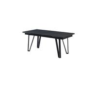 Table à manger extensible 6 à 10 personnes en céramique et métal - Effet marbre noir - SARINO