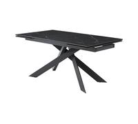 Table à manger extensible 6 à 10 couverts en céramique, verre trempé et métal - Effet marbre noir - COREMA de Pascal MORABITO