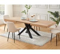 Table à manger extensible 6 à 10 personnes en MDF et métal - Naturel et noir - CATONAV