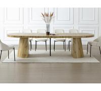 Table à manger extensible 6 à +12 personnes en MDF - Naturel Clair - CLOEVA