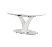 Table à manger extensible - 6 à 8 couverts - MDF et métal inoxydable - Blanc laqué - TALARA
