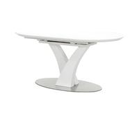 Vente-unique - Table à Manger Extensible - 6 à 8 Personnes - MDF et métal Inoxydable - Blanc laqué - Talara