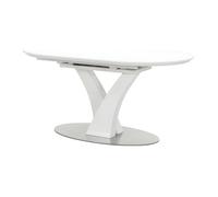 Vente-unique - Table à Manger Extensible - 6 à 8 Personnes - MDF et métal Inoxydable - Blanc laqué - Talara