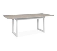 Table À Manger Extensible 8 À 10 Personnes Décor Travertin L160/200 Cm Blanc