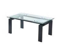 Table à manger extensible LUBANA - Verre trempé & métal - Noir - 8 à 10 couverts Transparent, Noir