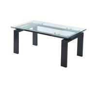 Table à manger extensible 8 à 10 personnes en verre trempé et métal noir - Transparent - LUBANA