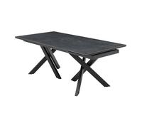 Table à manger extensible 8 à 12 personnes en verre trempé et céramique - Effet marbre noir - MARISO