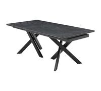 Table à manger extensible 8 à 12 personnes en verre trempé et céramique - Effet marbre noir - MARISO