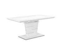 Table à manger extensible AMELLE - 6 à 8 personnes - MDF Laqué Blanc
