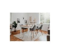 Table à manger extensible BERGEN - Décor chêne artisan et blanc - Rallonge 55 cm - Jusqu'à 12 personnes - L 160-215 x P 90 x H 75 cm