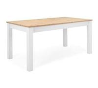 Table à manger extensible BERGEN - Décor chêne artisan et blanc - Rallonge 55 cm - Jusqu'à 12 personnes - L 160-215 x P 90 x H 75 cm
