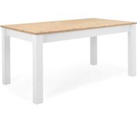 Table a manger extensible BERGEN - Décor chene artisan et blanc - Rallonge 55 cm - Jusqu'a 12 personnes - L 160-215 x P 90 x H 75 cm