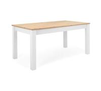 Table à manger extensible BERGEN - Décor chêne artisan et blanc - Rallonge 55 cm - Jusqu'à 12 personnes - L 160-215 x P 90 x H 75 cm
