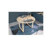 Table a manger extensible - BETTY - Ronde - Décor chene - 4 / 6 personnes - 120 / 155 x 120 x 75 cm -