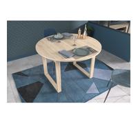 Table à manger extensible - BETTY - Ronde - Décor chêne - 4 / 6 personnes - 120 / 155 x 120 x 75 cm - PARISOT