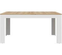 Table à manger extensible - BOHOL - Rectangle - Blanc combiné couleur bois - 8 personnes - L 160-206,6 x P 90,2 x H 78,2 cm