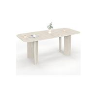 IDMarket - Table à Manger Extensible rectangulaire Arrondie Capucine | 160-200 cm 6-10 personnes avec 4 pieds design arrondi coloris façon travertin