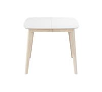 Table à manger extensible scandinave carrée blanche et bois L90-130 cm LEENA