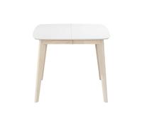 Table à manger extensible scandinave carrée blanche et bois L90-130 cm LEENA