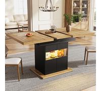 Table à manger extensible de 110 à 140 cm avec espace de rangement, 2 | Pour 4 à 6 personnes, la table peut être utilisée comme table à manger, îlot de cuisine ou lieu de travail