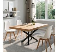 Table à Manger Extensible de 140 cm à 170 cm - Table de Salle à Manger Moderne avec Pieds en métal croisés pour 6 à 8 Personnes - Plateau de Table Robuste - 140-170 x 70 cm (L x l) - Aspect Bois