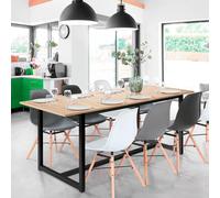 Table À Manger Extensible Detroit 8-12 Personnes Design Industriel 160-200 Cm