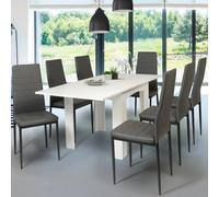 IDMarket Table à manger extensible Dona rectangle 4-8 personnes blanche 80-160 cm