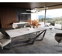 Table à manger extensible Edge 200-300x100 cm céramique Onyx Pearl Spider acier plat inox