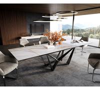 Table à manger extensible Edge 200-300x100 cm céramique Onyx Pearl Spider acier plat inox graphite