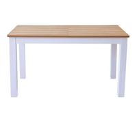 Table à manger extensible effet bois 6/8 personnes, piètement blanc 140/180 cm - Lexi