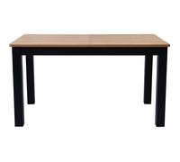 Table à manger extensible effet bois 6/8 personnes, piètement noir 140/180 cm - Lexi