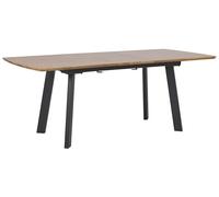 Table à manger extensible effet bois foncé et noire 160/200 x 90 cm SALVADOR