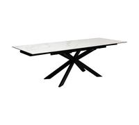 Table à Manger Extensible Effet Marbre "Boot" 160-240cm Blanc
