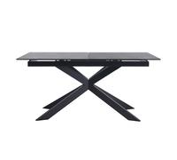 Table à manger extensible en céramique noire et métal L168-210 cm MELZA