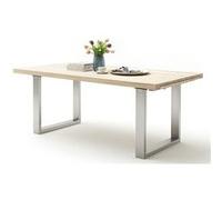 Table à manger extensible en chêne blanchi massif huilé / acier - L.220-320 x H.77 x P.100 cm -PEGANE- chêne blanchi