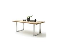 Table à manger extensible en chêne sauvage massif huilé / acier - L.200-300 x H.77 x P.100 cm --